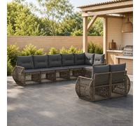 vidaXL Set Divano da Giardino 8 pz Grigio e Grigio Scuro polyrattan