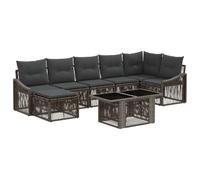 vidaXL Set Divano da Giardino 8 pz Grigio e Grigio Scuro polyrattan