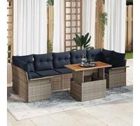 vidaXL Set Divano da Giardino 8 pz Grigio Poly Rattan