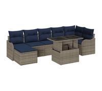 vidaXL Set Divano da Giardino 8 pz Grigio Poly Rattan | Va bene per 6 persone, Fatto con materiali impermeabili e anti-UV per durare di più all'aperto, Aspetto moderno con cuscini