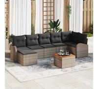 vidaXL Set Divano da Giardino 8 pz Grigio polyrattan