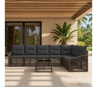 vidaXL Set di divani da giardino da 8 pezzi, grigio rattan sintetico, divano da giardino moderno, resistente alle intemperie, con gambe regolabili, ideale per godersi il vostro patio