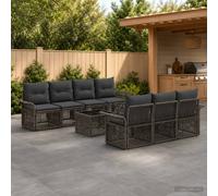 vidaXL Set Divano da Giardino 8 pz Grigio polyrattan