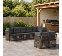 vidaXL Set Divano da Giardino 8 pz Grigio polyrattan