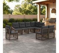 vidaXL Set di divani da giardino 8 pezzi, grigio rattan sintetico, divano da giardino modulare, resistente alle intemperie, mobili flessibili, seduta comoda per il patio, facile manutenzione