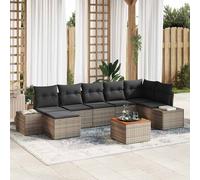 vidaXL Set Divano da Giardino 8 pz Grigio polyrattan