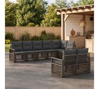 vidaXL Set di divani da giardino da 8 pezzi, grigio rattan sintetico, divano modulare da esterno, resistente alle intemperie, rattan per giardino, set di riposo, relax