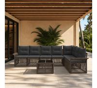 vidaXL Set di divani da giardino, 8 pezzi, grigio rattan sintetico, mobili da giardino modulari, resistenti alle intemperie, divano per patio, rattan sintetico, design durevole e confortevole
