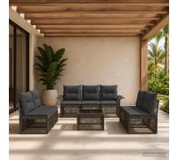 vidaXL Set di divani da giardino 8 pezzi grigio polyrattan, divano da giardino modulare, resistente alle intemperie, mobili in polyrattan, comode aree relax
