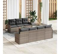 vidaXL Set Divano da Giardino 8 pz Grigio polyrattan