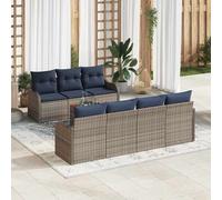 vidaXL Set Divano da Giardino 8 pz Grigio polyrattan | Aspetto moderno e finitura liscia, Cuscini in schiuma leggera color navy per un bel contrasto, Realizzato in polyrattan che