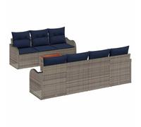 vidaXL Set Divano da Giardino 8 pz Grigio polyrattan | Aspetto moderno e finitura liscia, Cuscini in schiuma leggera color navy per un bel contrasto, Realizzato in polyrattan che