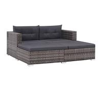 vidaXL Set Divano da Giardino 8 pz in Polyrattan Grigio Sofa Pouf e Cuscini