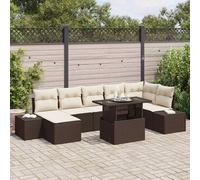 vidaXL Set Divano da Giardino 8 pz Marrone e Crema polyrattan