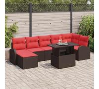 vidaXL Set Divano da Giardino 8 pz Marrone e Rosso polyrattan