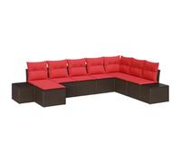 vidaXL Set Divano da Giardino 8 pz Marrone e Rosso polyrattan | Posti personalizzabili come vuoi tu, Piedini alti che si adattano a superfici irregolari