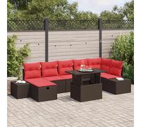 vidaXL Set Divano da Giardino 8 pz Marrone polyrattan