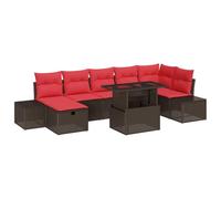 vidaXL Set Divano da Giardino 8 pz Marrone polyrattan | Cambia facilmente per adattarsi al tuo spazio, Fatto in rattan naturale che tiene bene all'aria aperta, Cuscini morbidi per