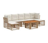 vidaXL Set Divano da Giardino 8 pz Naturale e Bianco Crema polyrattan