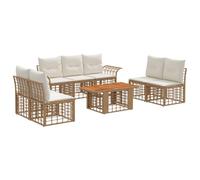 vidaXL Set Divano da Giardino 8 pz Naturale e Bianco Crema polyrattan
