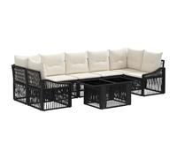 vidaXL Set Divano da Giardino 8 pz Nero e Bianco Crema polyrattan