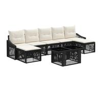 vidaXL Set Divano da Giardino 8 pz Nero e Bianco Crema polyrattan