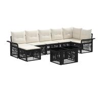 vidaXL Set Divano da Giardino 8 pz Nero e Bianco Crema polyrattan