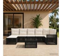 vidaXL Set di divani da giardino, 8 pezzi, nero e bianco crema, divano moderno per giardino, mobile modulare resistente alle intemperie, rattan sintetico, cuscini in schiuma, lounge all'aperto