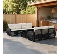 vidaXL Set Divano da Giardino 8 pz Nero e Bianco Crema polyrattan