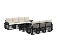 vidaXL Set Divano da Giardino 8 pz Nero e Bianco Crema polyrattan