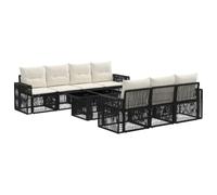 vidaXL Set Divano da Giardino 8 pz Nero e Bianco Crema polyrattan