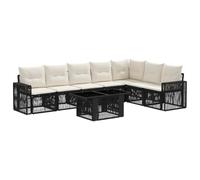 vidaXL Set Divano da Giardino 8 pz Nero e Bianco Crema polyrattan