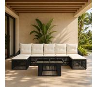 vidaXL Set Divano da Giardino 8 pz Nero e Bianco Crema polyrattan