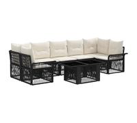 vidaXL Set Divano da Giardino 8 pz Nero e Bianco Crema polyrattan