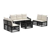 vidaXL Set Divano da Giardino 8 pz Nero e Bianco Crema polyrattan