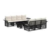 vidaXL Set Divano da Giardino 8 pz Nero e Bianco Crema polyrattan