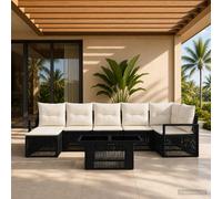 vidaXL Set Divano da Giardino 8 pz Nero e Bianco Crema polyrattan