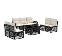 vidaXL Set Divano da Giardino 8 pz Nero e Bianco Crema polyrattan