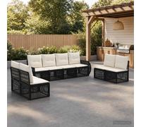 vidaXL Set di divani da giardino da 8 pezzi, nero e bianco crema, divano moderno, resistente alle intemperie, mobili da giardino, poltrona da patio, cuscino in schiuma e altro ancora