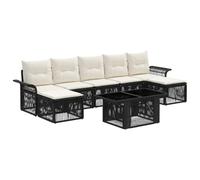 vidaXL Set Divano da Giardino 8 pz Nero e Bianco Crema polyrattan