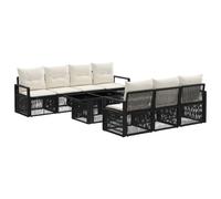 vidaXL Set Divano da Giardino 8 pz Nero e Bianco Crema polyrattan