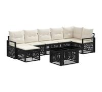 vidaXL Set Divano da Giardino 8 pz Nero e Bianco Crema polyrattan