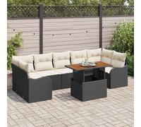 vidaXL Set Divano da Giardino 8 pz Nero e Crema polyrattan