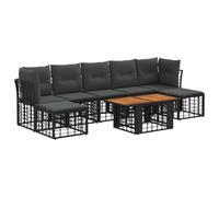 vidaXL Set Divano da Giardino 8 pz Nero e Grigio scuro polyrattan
