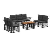 vidaXL Set Divano da Giardino 8 pz Nero e Grigio scuro polyrattan