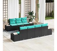 vidaXL Set Divano da Giardino 8 pz Nero e Turchese polyrattan