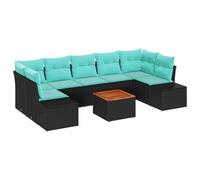vidaXL Set Divano da Giardino 8 pz Nero e Turchese polyrattan | Si sistema facilmente per adattarsi al tuo spazio, Con una bella finitura intrecciata, Robusto per l'uso all'aperto