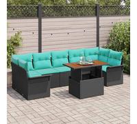 vidaXL Set Divano da Giardino 8 pz Nero Poly Rattan