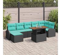 vidaXL Set Divano da Giardino 8 pz Nero Poly Rattan