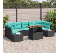 vidaXL Set Divano da Giardino 8 pz Nero Poly Rattan